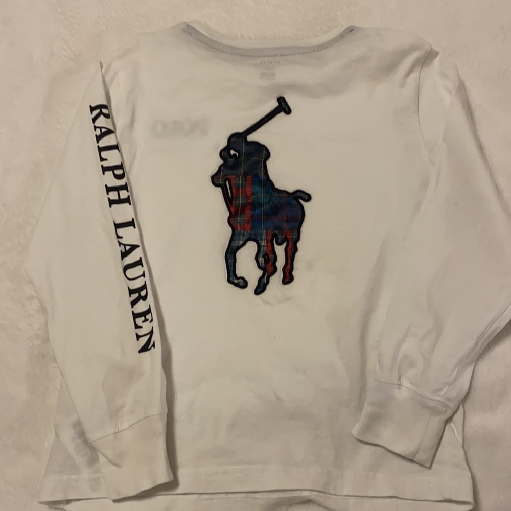 Ralph Lauren Little Boys Plaid Logo Long Sleeve Tee Size 5